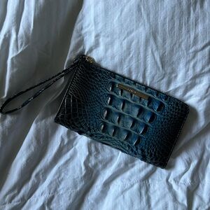 Brahmin Blue Croc-Embossed Wristlet